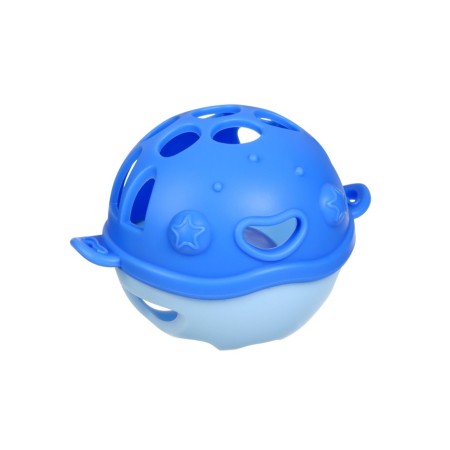 Silicone teether for teeth with a rattle "Fish", in the case, blue color, crumb I-1