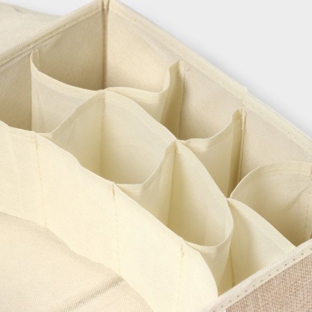 Organizer for storage with a lid LadOM "Francesca", 35 × 30 × 12 cm, beige color-6