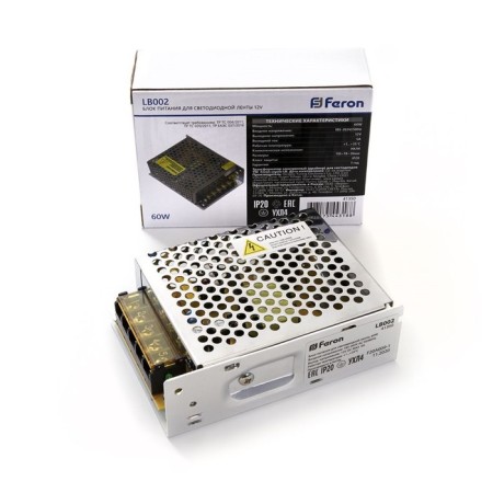 Electronic transformer for 12 W LED tape, Feron, LB002, 5A, 60 W-1