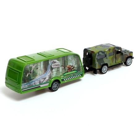 Metal machine with a dinosaur trailer, doors open, mixing color-2