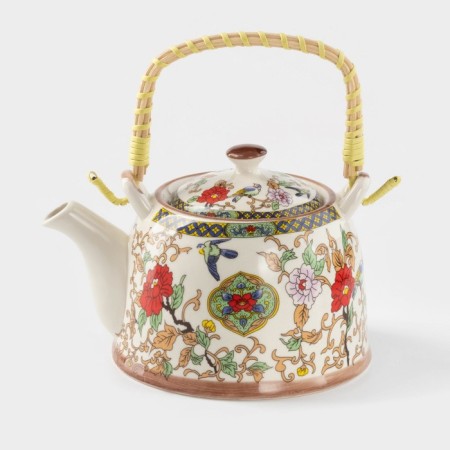Keramic teapot teapot with metal sieve "Flowers", 900 ml