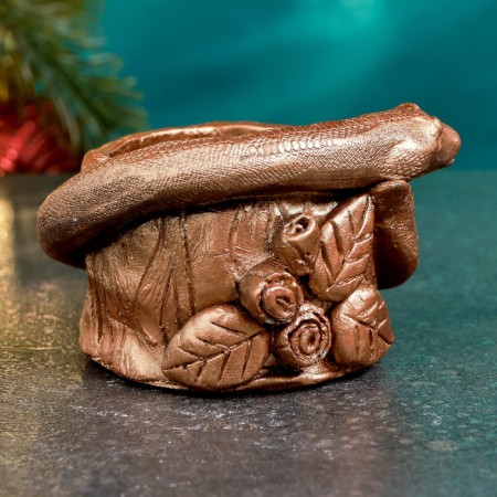 Climb "Snake on the stump" of bronze, 5x7cm-3