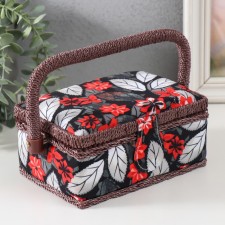 Poansettia on black needlework box 18x12x9.5 cm