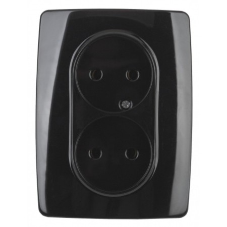 2x2p socket, 16A-250V, IP20, era12, black