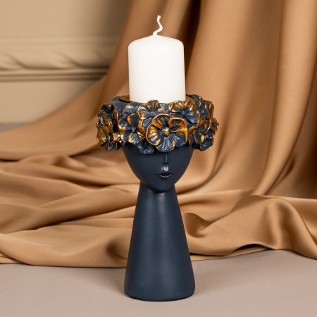 Polystone candlestick "Girl with a wreath" 9.5 x 9.5 x 14 cm mix-9