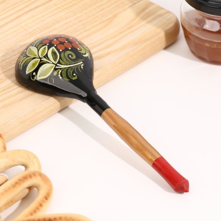 Spoon half -bastard with painting berry 19 × 6 cm, mix-1
