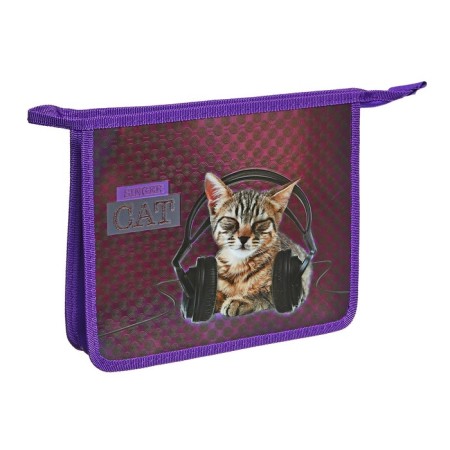 Folder for notebooks A5, 245 x 195 x 50 mm, lightning from above, to 81shk5, "cat singer" (voluminous 3D risun with a metallic effect), laminated cardboard/textiles-1