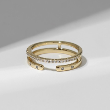 Xuping ring two lines, white color in gold, size 18-1