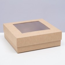 The box is folding, the lid is, with a window, craft, 15 x 15 x 5 cm