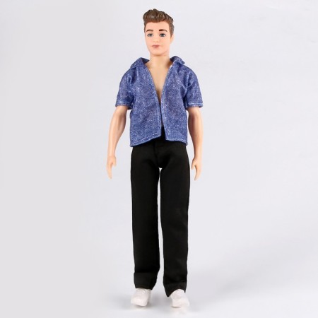 Jeans for puppet men, length - 18 cm, black color-1