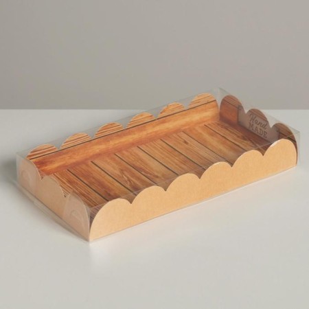 Cookie box, confectionery packaging with PVC lid, hand make, 10.5 x 21 x 3 cm