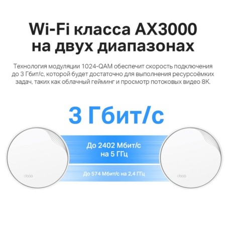 Seamless Mesh Router TP-Link Deco X50-POE (3-PACK) AX3000 1000/2500BASE-T white (pack: 3pcs) 102950-4