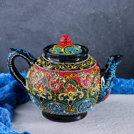 Rishtan ceramics "Samarkand", 1 l, multi -colored mix