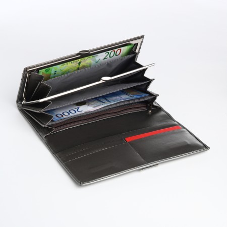 Women's wallet on magnet, gray color-3