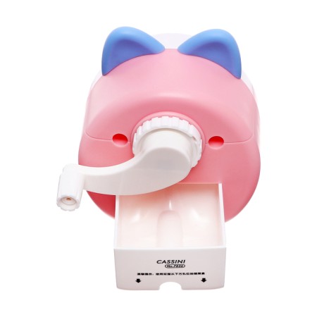 Mechanical sharpener with container, pink/white ears-6