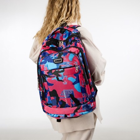 Youth backpack on lightning from textiles, 2 pockets, pink color-6