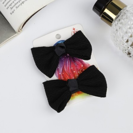 Hair clip "Schoolgirl" (set 2 pcs) stripes, 6 cm, black-2