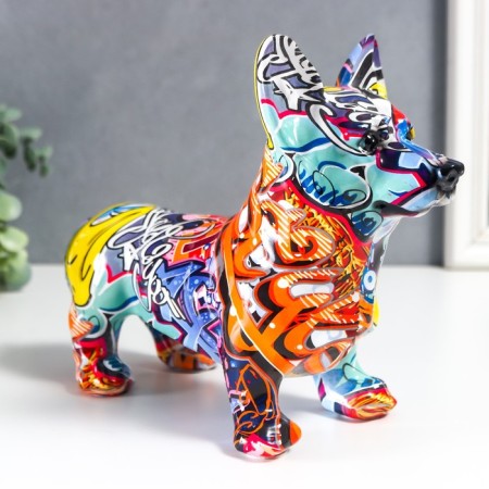 Souvenir Polystone "Corgi" graffiti 19.5x10.5x25.5 cm-1