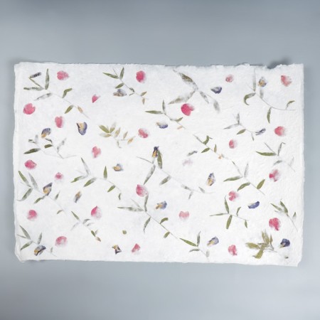 Handmade paper with flowers and herbs "Different Trade" 55x80 cm