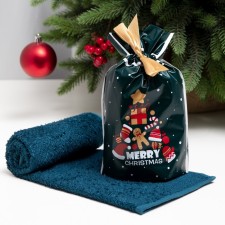 Terry towel economy and I am Merry Christmas 30*60 cm, col. Blue, 100% HL, 340 g/m2