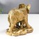 Souvenir Polystone "Elephant with Elephant" gold 9.5x7.5x11.5 cm