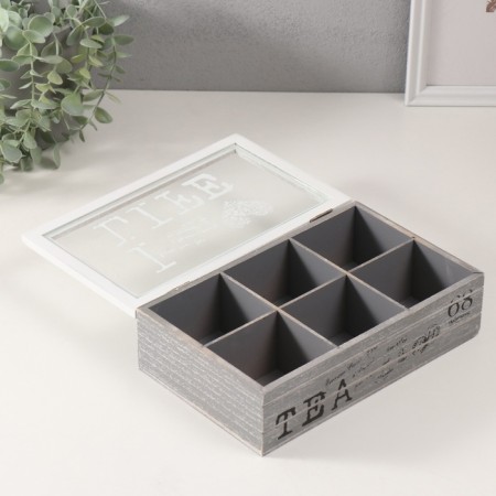 Casket wood 6 divisions "I love life" gray-white 15x24x7 cm-2