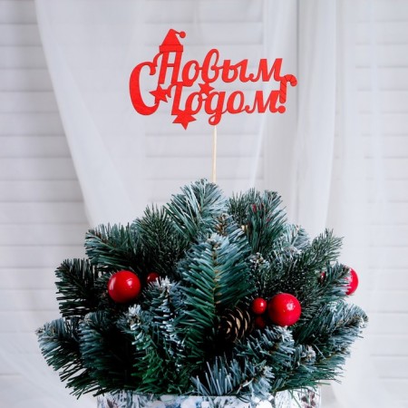 Topper "Happy New Year. Cap", 15x10 cm, red give beautifully
