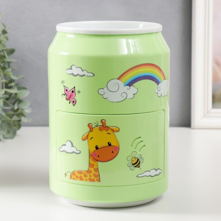 Pig a piggy bank Plastic "Bank. Giraffes" Coded Castle, sound AA Green 15x21 cm-2