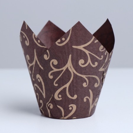 Tulip's baking uniform, brown, gold lilies, 5 x 8 cm-1