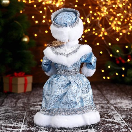 Snow Maiden "In a blue fur coat with flowers" moves, 15x30 cm-2