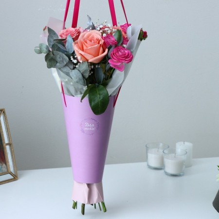 Packet for flowers conical round folding on the ribbons "for you", 15 x 23.3 x 7.5 cm-5