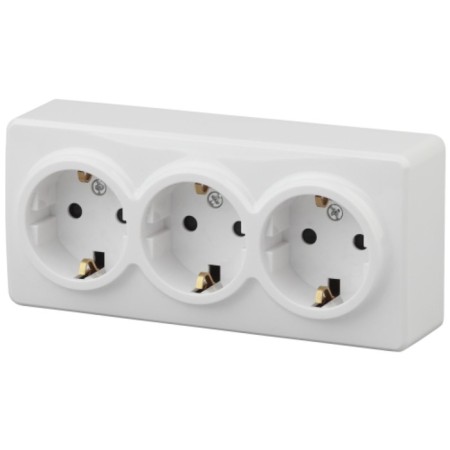 Roset 3x2p+E Schuko, 16A-250V, IP20, OU, Era Expert, White