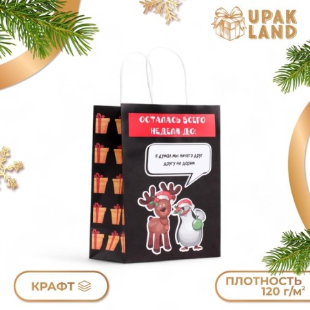 New Year. Package Paper Gift New Year craft, "I thought we did not give anything", 27 x 21 x 11 cm.