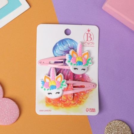 Invisibility for hair "Abel" (set 2 pcs) white unicorn rose, 5 cm-1