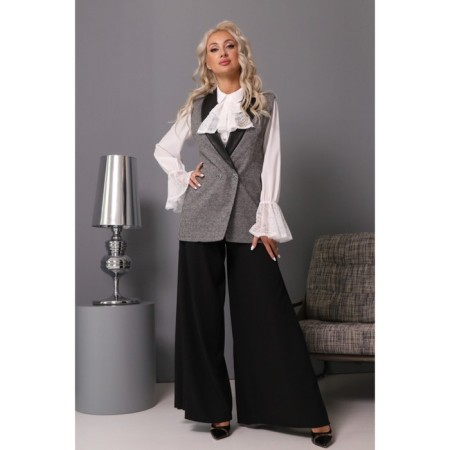 Women's vest, size 42, gray color, black-6