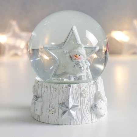 Souvenir Polystone Water Ball "Snowman with a Star" 7x6.7x8.8 cm