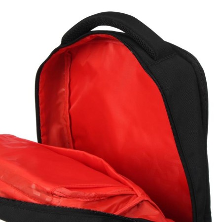 Youth backpack, 41.5 x 29 x 18 cm, Grizzly 134, ergonomic back, laptop compartment, black/red RU-134-1-9