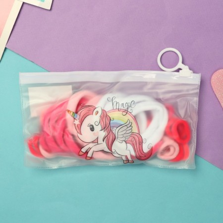 Hair elastic band "Fidget" (set 42 pcs) Assorted unicorns, 4.5 and 2 cm, mix-1