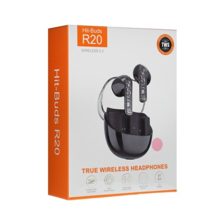 Wireless headphones R20, TWS, inserts, BT 5.3, 30/200 mAh, noise reduction, pink-7