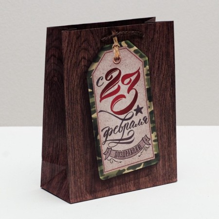 Gift laminated vertical package, packaging, “Congratulations on February 23”, S 12 x 15 x 5.5 cm-1