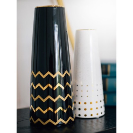 Decorative vase "Art Deco", 10 × 10 × 25 cm, black color with gold-5