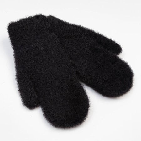 Female mittens, black color, size 7-8