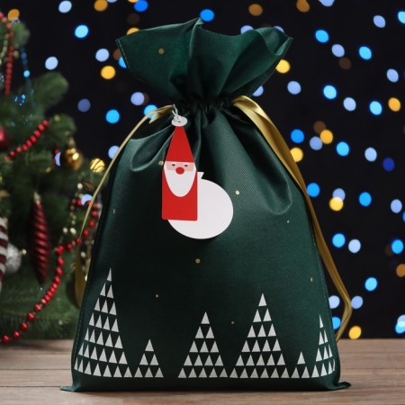 New Year. Gift bag "Magic Forest" Green, 30 x 45 cm