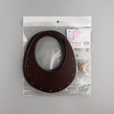Handles for the bag are wooden, d = 18 × 14.5 / 9 × 10.5 cm, 2 pcs, brown color-5
