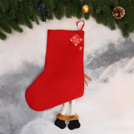 A toe for gifts "Snowman with long legs, Christmas tree" 26x39 cm, beige-2