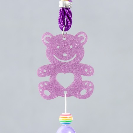 Wind music plastic, metal "Bear with heart" 6 bells mix 41 cm-1
