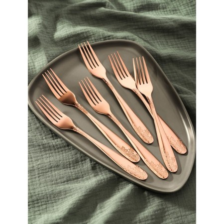 A set of stainless steel forks Bloom, h = 20.5 cm, 6 pcs, color red gold