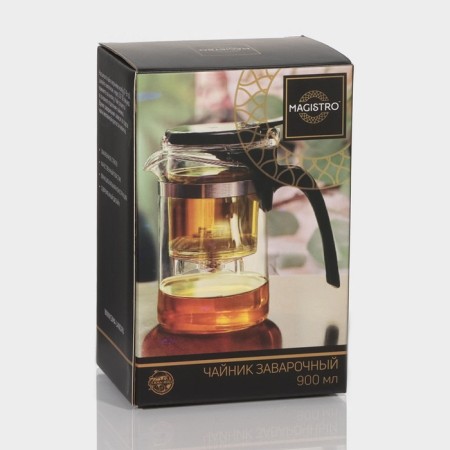 Magistro -glass teapot Magistro Magistro, 900 ml, with plastic sieve-13