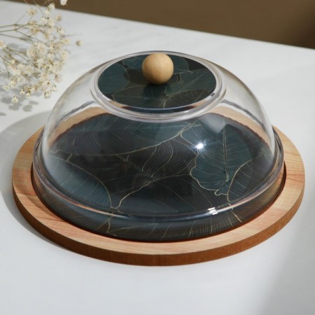 Dish with a lid "Leaves", 15 cm