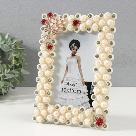 Photo frame 1038 10x15 cm "Pearls" plastic, col. white-1